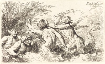 Walka z Trytonami autorstwa Christian Wilhelm Ernst Dietrich