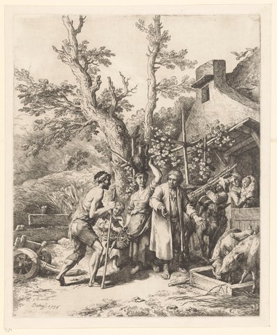 Przypowieść o synu marnotrawnym; syn marnotrawny prosi rolnika o pracę autorstwa Christian Wilhelm Ernst Dietrich