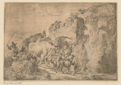 Pasterz ze stadem w ruinie autorstwa Christian Wilhelm Ernst Dietrich