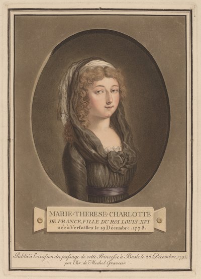Marie-Thérèse-Charlotte, księżna Angoulême autorstwa Christian von Mechel after Antoine François Sergent