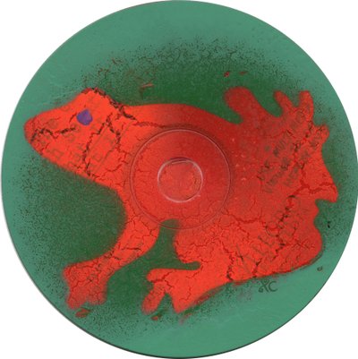 Żaba ok. 2023 r. (akryl na płycie CD) autorstwa Christina Saj