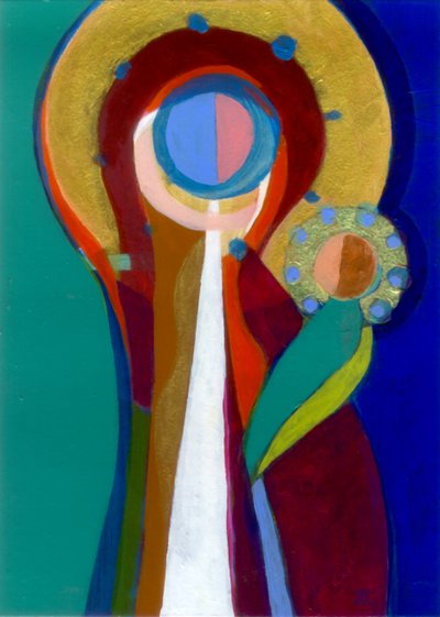 Madonna z Dzieciątkiem, ok. 2007 (akryl na panelu) autorstwa Christina Saj