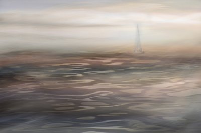 Mglista łódź żaglowa „Serenity” autorstwa Christina Sillen