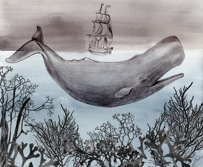 Statek do obserwacji wielorybów w głębinach oceanu autorstwa Christine Lindstrom