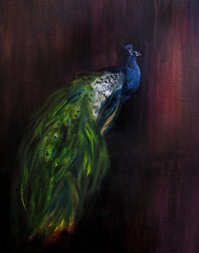 Portret dostojnego pawia autorstwa Christine Lindstrom