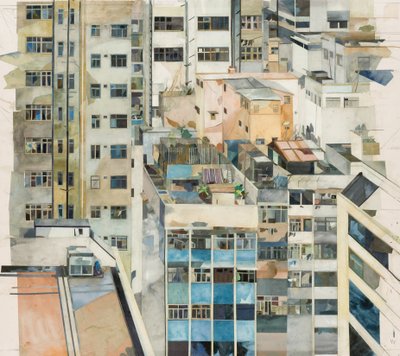 Hongkong, 2011 (papierowy kolaż malowany akwarelą) autorstwa Christine McKechnie
