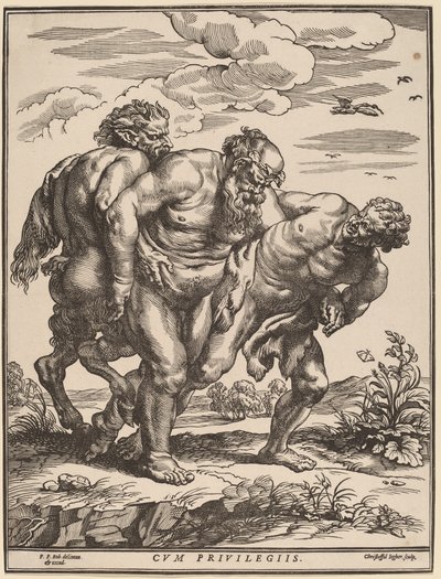 Silenus w towarzystwie satyra i fauna autorstwa Christoffel Jegher after Sir Peter Paul Rubens