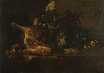 Martwa natura z mięsem i martwymi ptakami autorstwa Christoffel Puytlinck