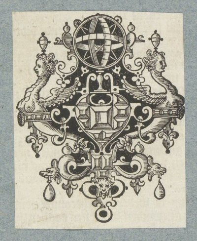 Ozdoba z klejnotami i niebiańską kulą ziemską autorstwa Christoffel van Sichem (II) (possibly)