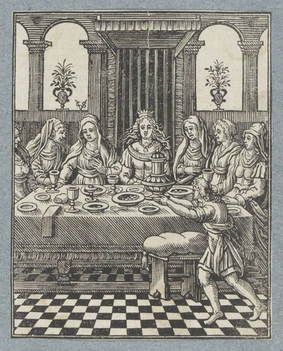 Święto Waszti, żony Aswerusa autorstwa Christoffel van Sichem (II)