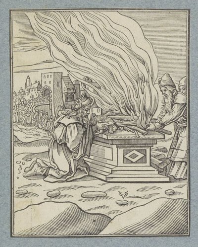 Pogańska ofiara króla Achaza autorstwa Christoffel van Sichem (II)