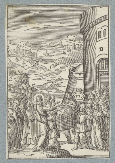Wychowanie syna wdowy z Nain autorstwa Christoffel van Sichem (II)