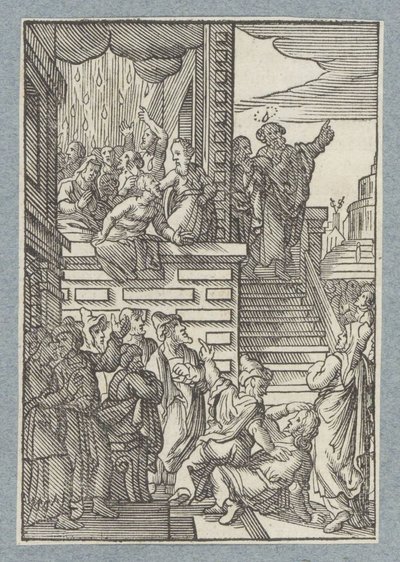 Piotr głosi w Jerozolimie autorstwa Christoffel van Sichem (II)