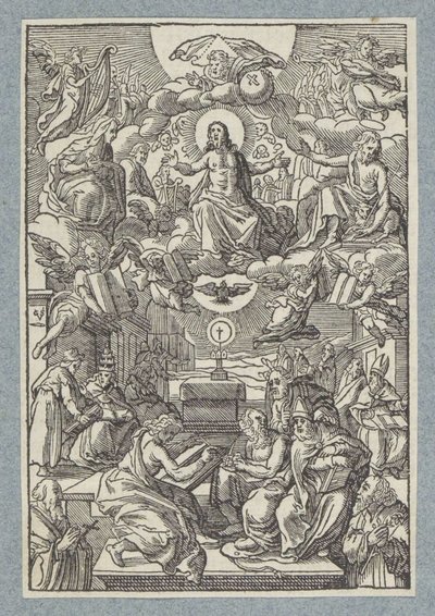Spór między Ojcami Kościoła o Najświętszy Sakrament autorstwa Christoffel van Sichem (II)