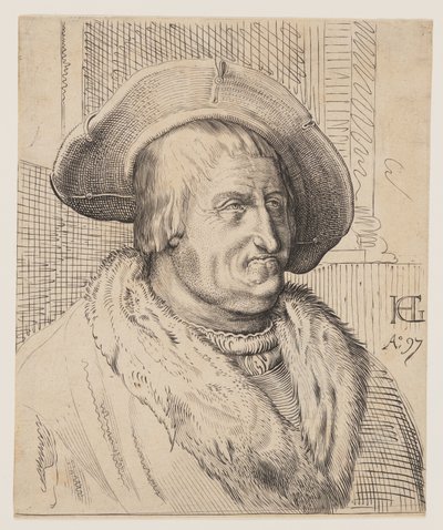 Fantasy Portret starszego mężczyzny w kapeluszu autorstwa Christoffel van Sichem I
