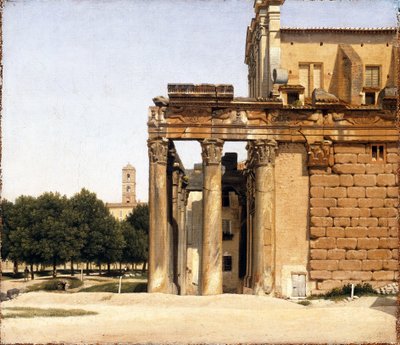 Vue de la via Sacra, Rzym - Peinture de Christoffer Wilhelm Eckersberg (1783-1853) Widok na Via Sacra, Rzym Olej na płótnie 1814 Ny Carlsberg Glyptotek 28x33 autorstwa Christoffer Wilhelm Eckersberg