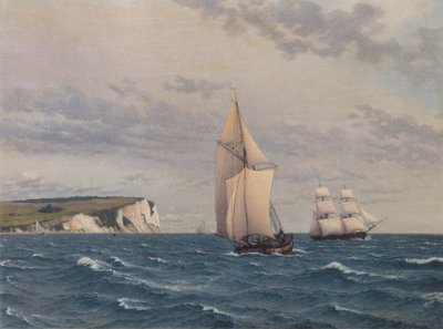 Południowa część klifów Møn widziana od strony morza. autorstwa Christoffer Wilhelm Eckersberg