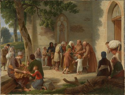 Vicelin rozdający chleb ubogim autorstwa Christoffer Wilhelm Eckersberg