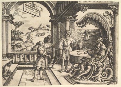 Dawid grający na harfie przed Saulem, 1531. autorstwa Christoph Bockstorffer