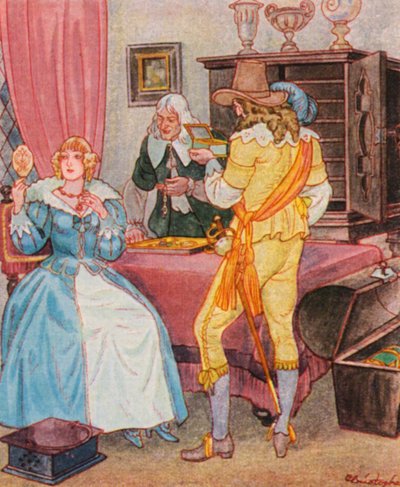 Besuch Beim Juwelier / Wizyta u jubilera (kolorowa litografia) autorstwa Christophe (1856 1945)