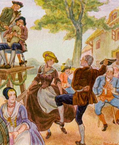 Tanz unter der Dorflinde von Christophe (1856-1945)