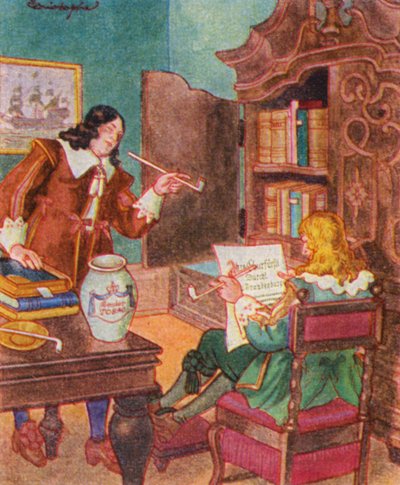 Bucherfreunde / Miłośnicy książek (kolorowa litografia) autorstwa Christophe (1856-1945)