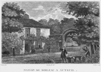 Dom Nicolasa Boileau, znany jako Boileau-Despreaux, w Auteuil, Paryż, ryty przez Ashby