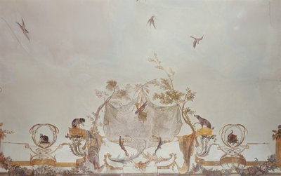 The Grande Singerie, detal, ok. 1735 r. (malowidło ścienne) autorstwa Christophe Huet