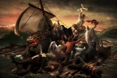 Pływa cała gromada potworów z Halloween autorstwa Christophe Kiciak