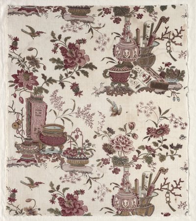 Fragment bawełny drukowanej w drzeworyty, ok. 1930 r. 1780. autorstwa Christophe Philippe Oberkampf