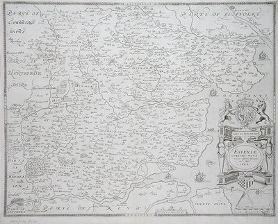 Mapa Essex, grawerowana przez Williama Weba, opublikowana w 1645 r. (Grawerowanie) autorstwa Christopher (after) Saxton