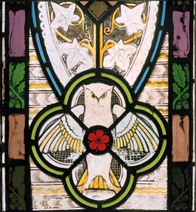 Sowa i kwiat, 1865 (witraż) autorstwa Christopher Dresser