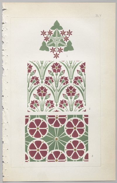 Sztuka projektowania dekoracyjnego : z dodatkiem, podającym godziny otwarcia kwiatów, wyd. Day & Son, Londyn, 1862 autorstwa Christopher Dresser