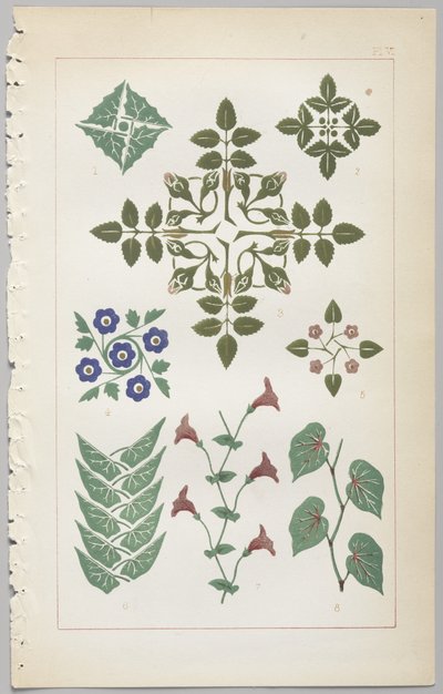 Sztuka projektowania dekoracyjnego : z dodatkiem, podającym godziny otwarcia kwiatów, wyd. Day & Son, Londyn, 1862 autorstwa Christopher Dresser