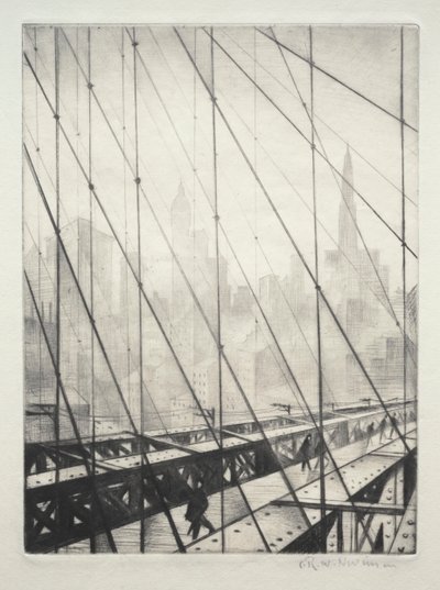 Patrząc przez Most Brookliński autorstwa Christopher Richard Wynne Nevinson