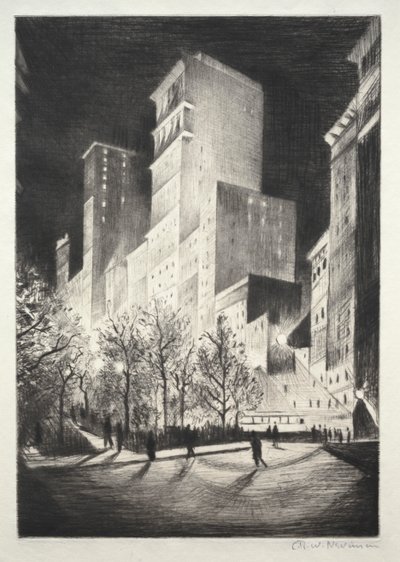 Trzecia w nocy: A Corner przy Madison Avenue (znany również jako 2 w nocy w Nowym Jorku i Metropolis) autorstwa Christopher Richard Wynne Nevinson