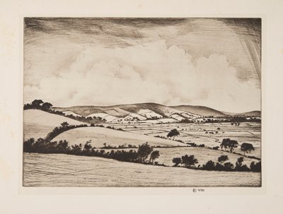 Dolina w South Downs, wyd. 1925. autorstwa Christopher Richard Wynne Nevinson