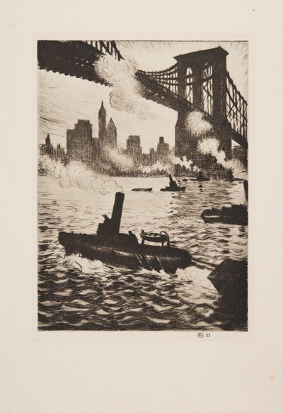 Pod Mostem Brooklińskim, pub 1921. autorstwa Christopher Richard Wynne Nevinson