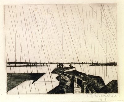 Zalany rów na Yser, 1916 (sucha igła) autorstwa Christopher Richard Wynne Nevinson