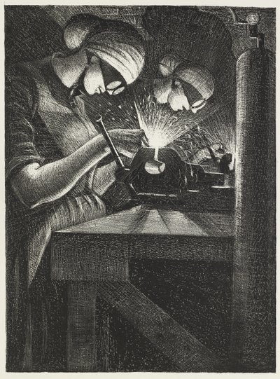 Spawacze acetylenu, 1917 autorstwa Christopher Richard Wynne Nevinson