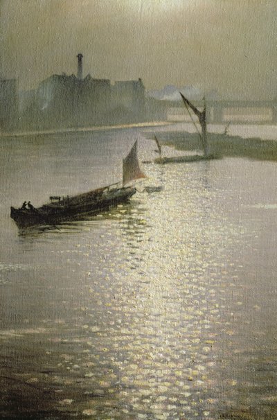 Z mostu Waterloo: słońce przebijające się przez mgłę, ok. 1924 autorstwa Christopher Richard Wynne Nevinson