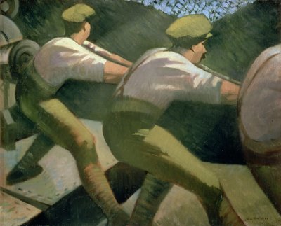 Ładowanie broni w okopach, 1918 autorstwa Christopher Richard Wynne Nevinson