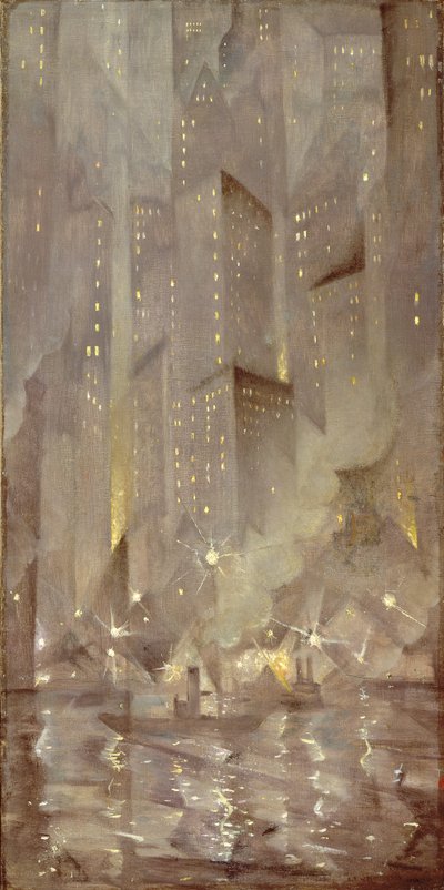 Nowy Jork nocą, ok. 1922 r. autorstwa Christopher Richard Wynne Nevinson
