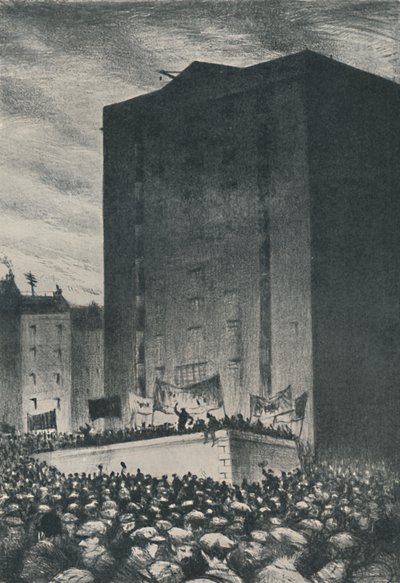 Strajk kolejowy - spotkanie na Tower Hill, 1919, 1920 autorstwa Christopher Richard Wynne Nevinson