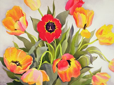 Tulipany pomarańczowe i czerwone (wc) autorstwa Christopher Ryland