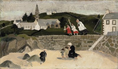 Sakrament, Ploaré, Bretania (olej na pokładzie) autorstwa Christopher Wood