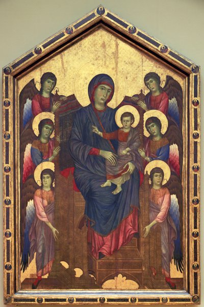 Dziewica z Dzieciątkiem w majestacie otoczona sześcioma ... autorstwa Cimabue (c.1240 c.1301)