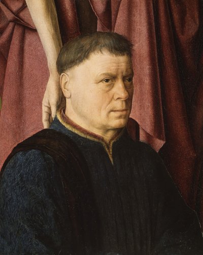 Darczyńca ofiarowany przez świętego, ca. 1460-65. autorstwa Circle of Dieric Bouts