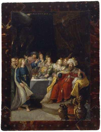 Święto Belszazzara, bez daty (olej na miedzi) autorstwa Circle of Frans Francken the Younger