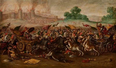 Spalenie Jerozolimy przez armię Nabuchodonozora autorstwa Circle of Juan de la Corte